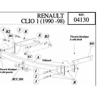 Attelage RENAULT Clio de 1990 à 02/1998 (Réf 04130)