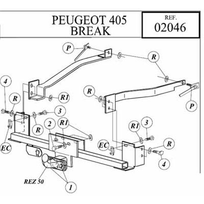 Attelage PEUGEOT 405 Break depuis 07/1992 (Réf 02046)