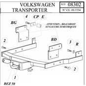 Attelage VOLKSWAGEN Transporter TD et TDi à Caravelle à Multi Van de 10/1990 à 06/2003