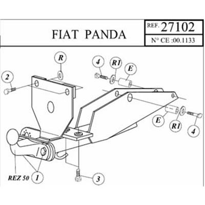 Attelage FIAT Panda (y compris 4x4) jusqu'à 09/2003 (Réf 27102)