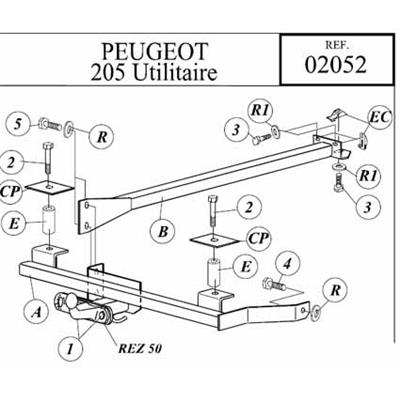 Attelage PEUGEOT 205 Fourgonnette depuis 1994 (Réf 02052)