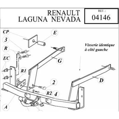 Attelage RENAULT Laguna Break de 1995 à 12/2000 (Réf 04146)