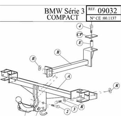 Attelage BMW Série 3 Compact (sauf Ti) depuis 1994 à 07/2001 (Réf 09032)